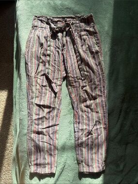 DownEast Multicolor Striped Drawstring Capris